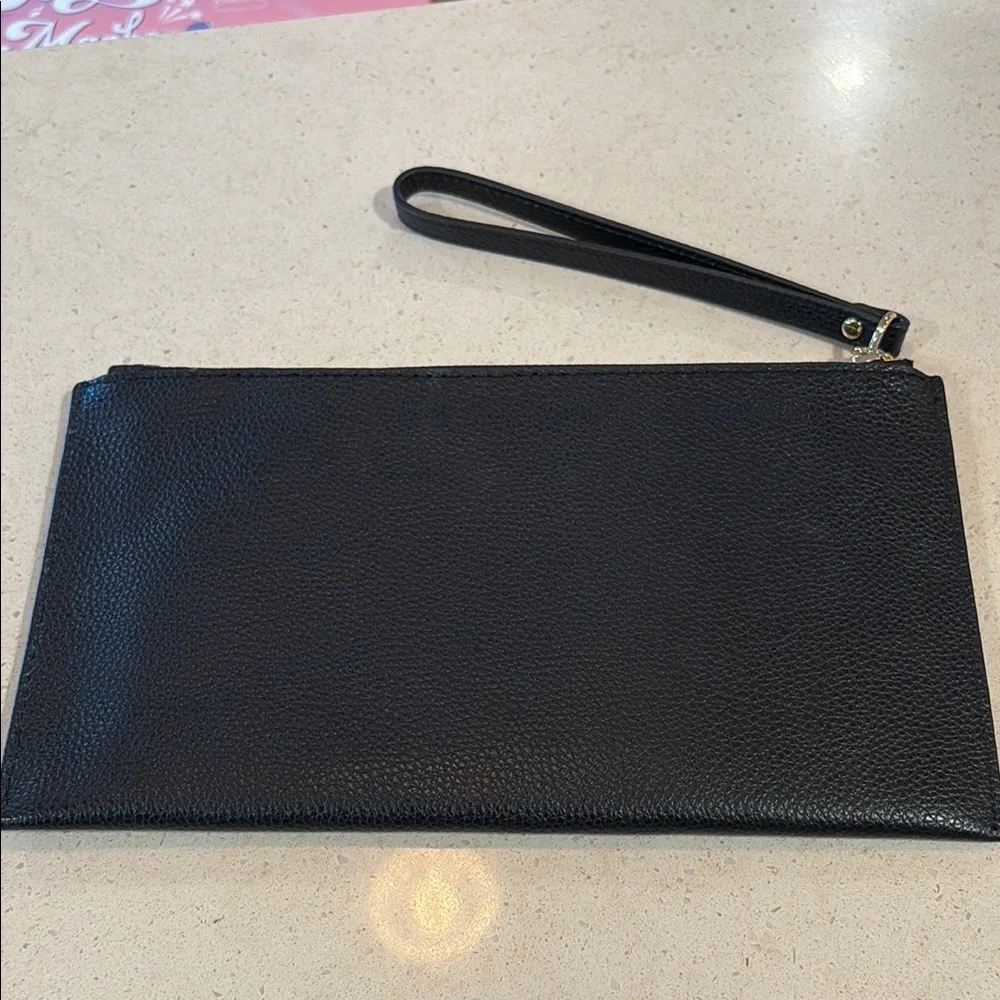 Michael Kors Black Leather Wristlet Bag